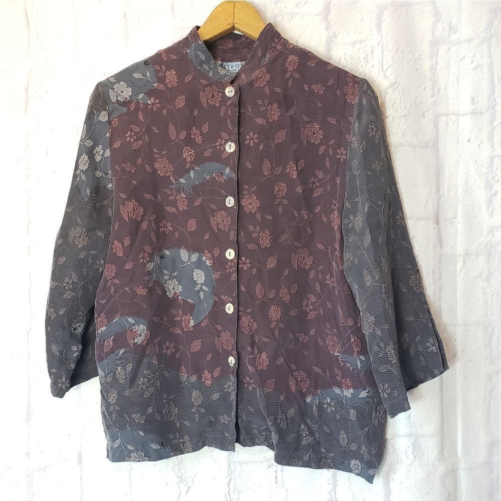 CITRON SANTA MONICA Silk Button Down Top Small